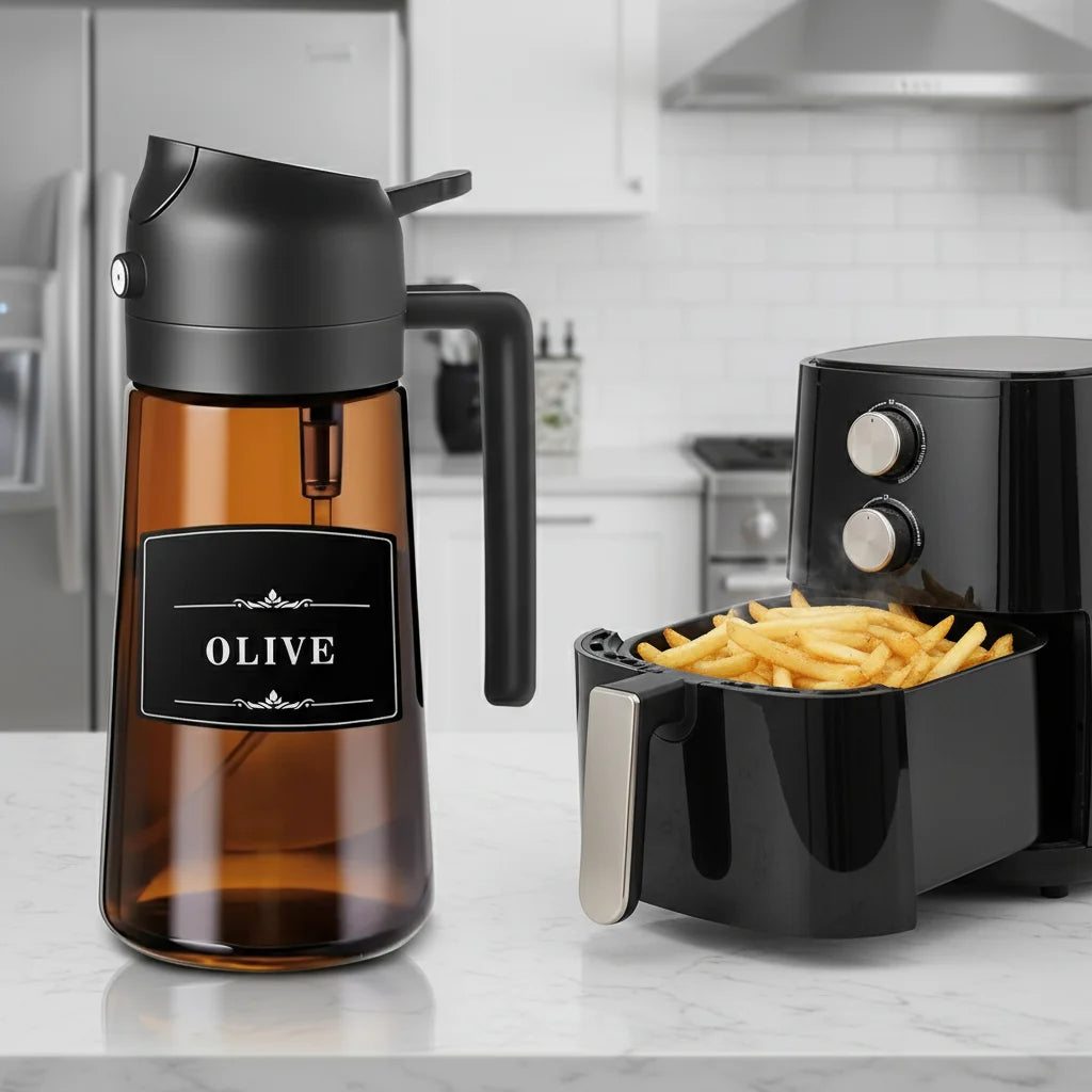 2-in-1 Glass Oil Dispenser & Sprayer – 470ml Leakproof Olive Oil Bottle for Kitchen, BBQ & Cooking