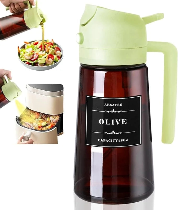 2-in-1 Glass Oil Dispenser & Sprayer – 470ml Leakproof Olive Oil Bottle for Kitchen, BBQ & Cooking