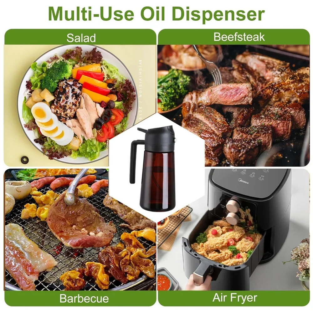 2-in-1 Glass Oil Dispenser & Sprayer – 470ml Leakproof Olive Oil Bottle for Kitchen, BBQ & Cooking