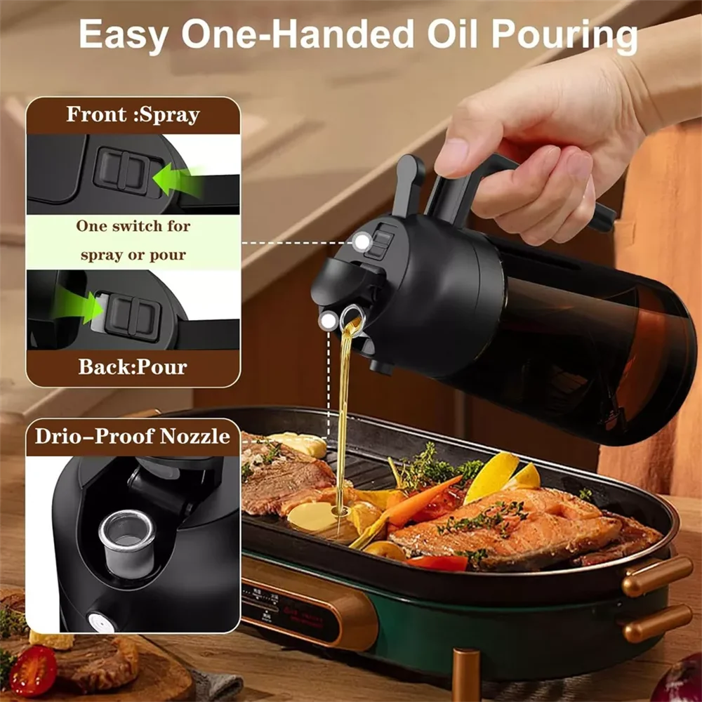 2-in-1 Glass Oil Dispenser & Sprayer – 470ml Leakproof Olive Oil Bottle for Kitchen, BBQ & Cooking